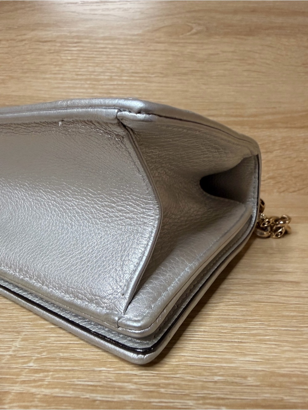 DIOR DIORAMA Silver Leather Crossbody with Gold Chain AUTHENTIC - Picture 10 of 12
